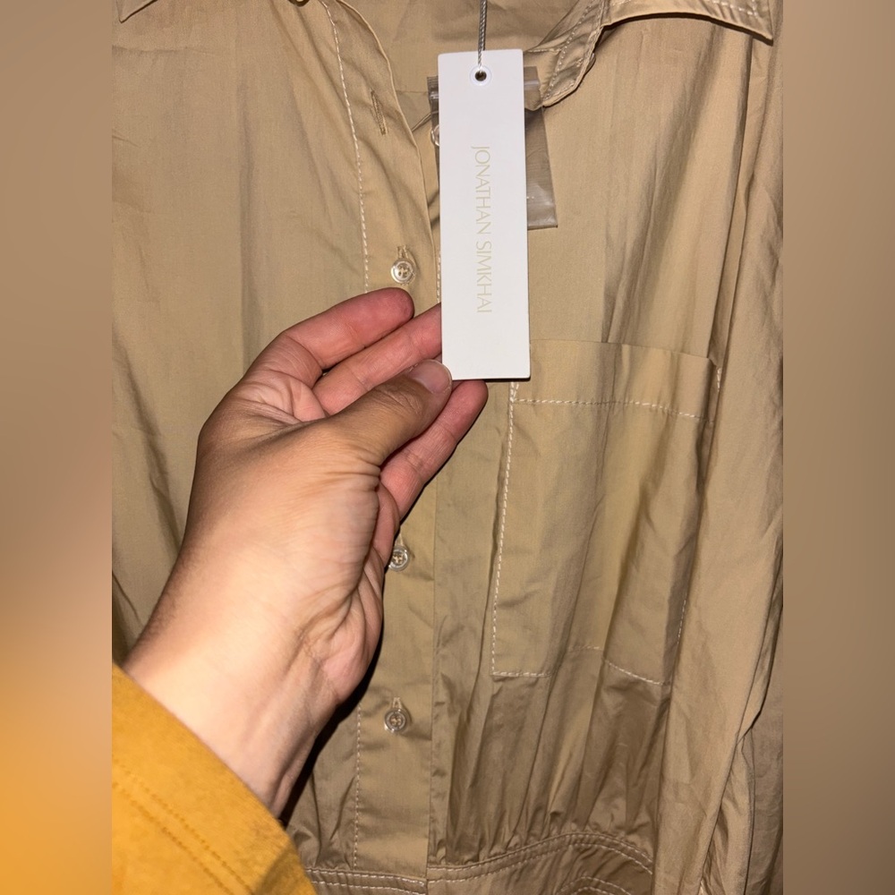 Jonathan Simkhai Beige Button-Up Jumpsuit NWT size 4 - Picture 3 of 4